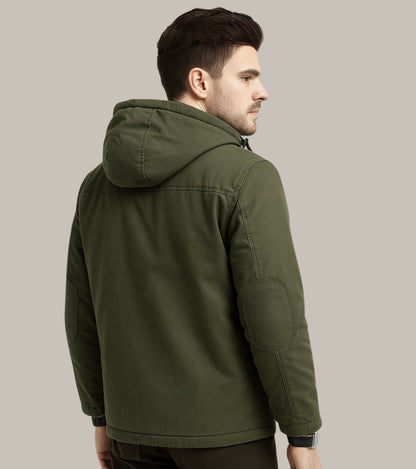 L'MONTE Men's Green Winter Jacket With Detachable Hood My Store
