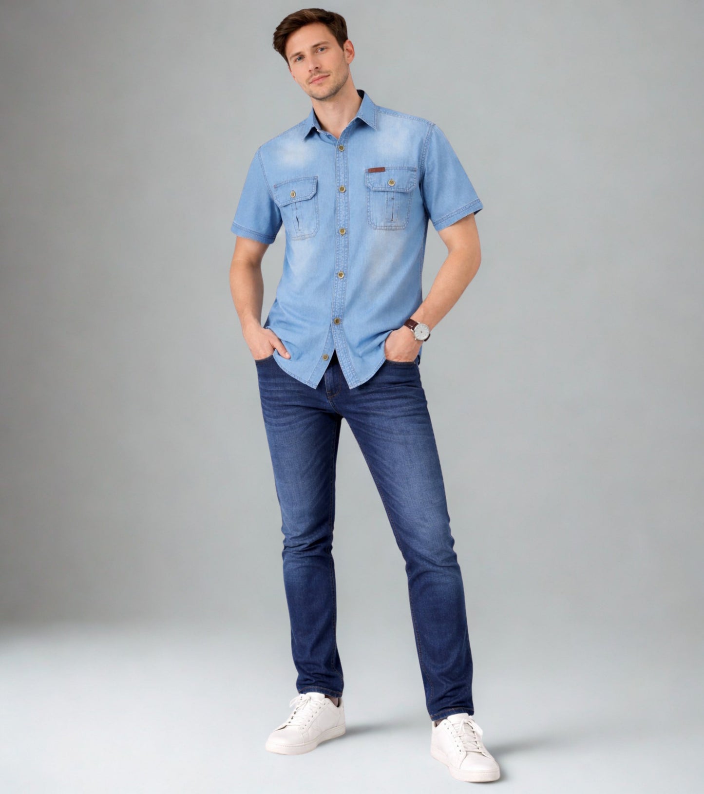 L'MONTE Imported Men's Washed Denim Shirts for Men My Store