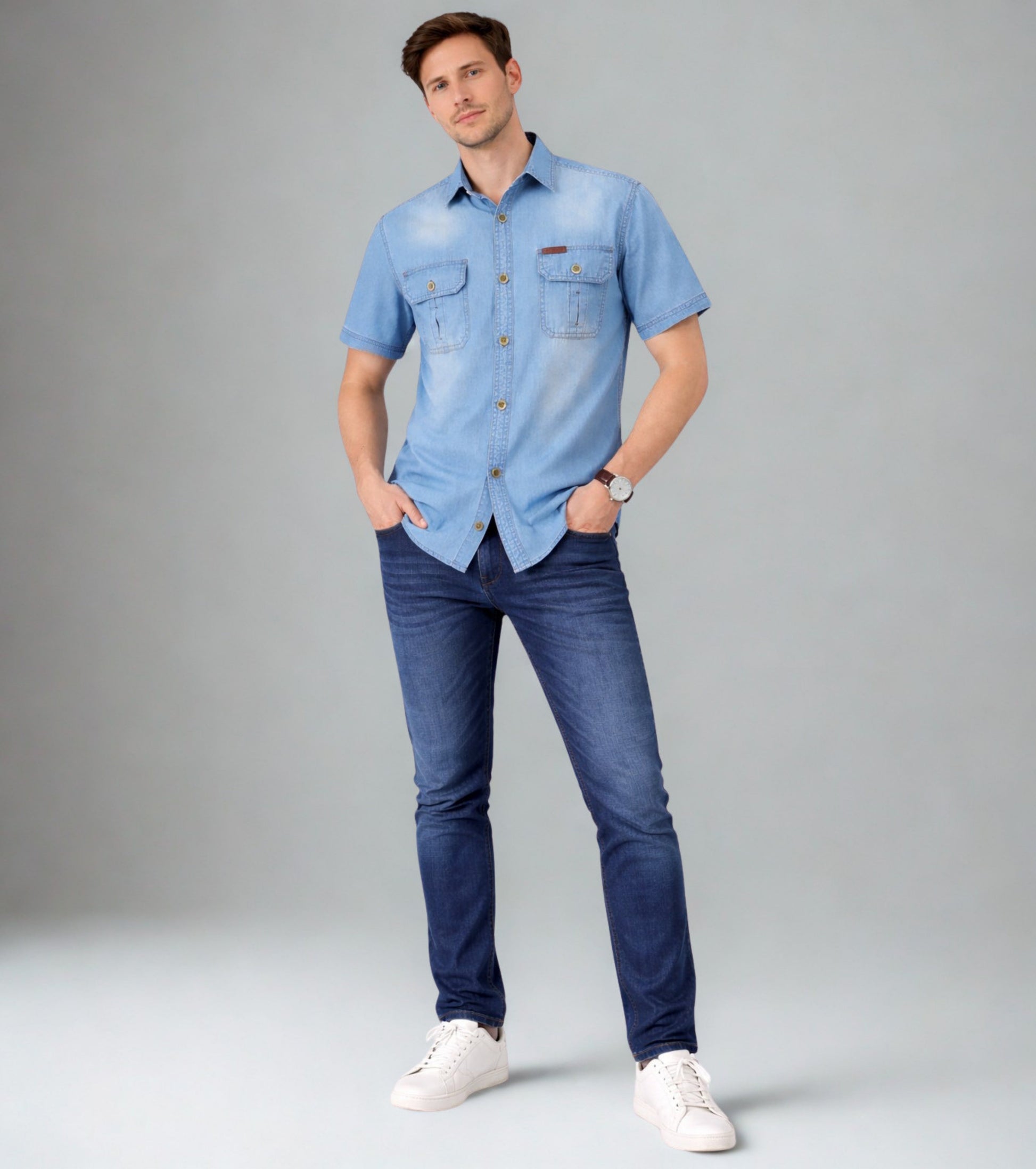 L'MONTE Imported Men's Washed Denim Shirts for Men My Store