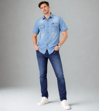 L'MONTE Imported Men's Washed Denim Shirts for Men My Store