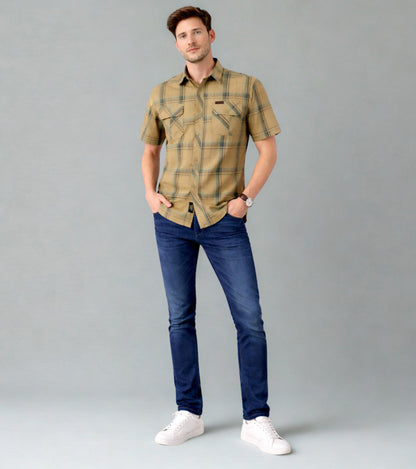 L'MONTE Imported Men's Cotton Khaki Casual Checkered Shirts Lmonte International