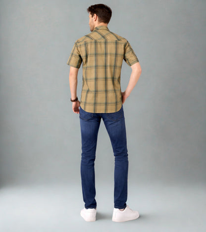 L'MONTE Imported Men's Cotton Khaki Casual Checkered Shirts Lmonte International