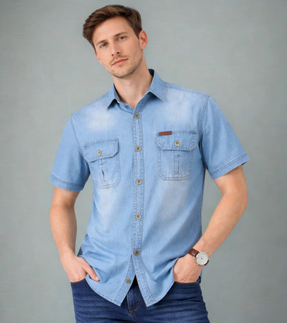 L'MONTE Imported Men's Washed Denim Shirts for Men My Store