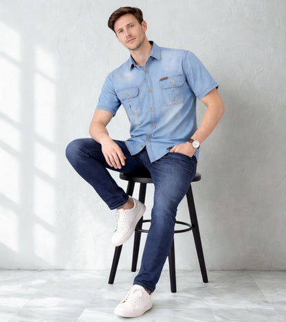 L'MONTE Imported Men's Washed Denim Shirts for Men My Store