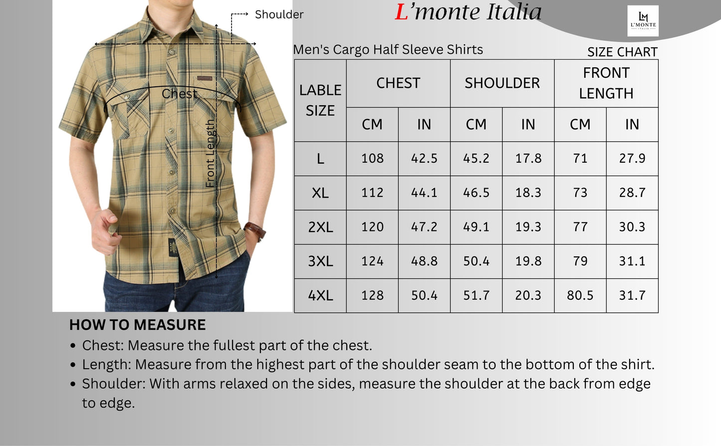 L'MONTE Imported Men's Cotton Khaki Casual Checkered Shirts Lmonte International