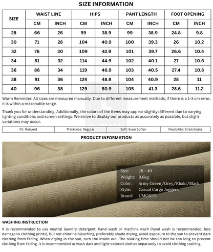 L'MONTE Imported Men's Slim Fit Casual Khaki Cotton Cargo Joggers My Store