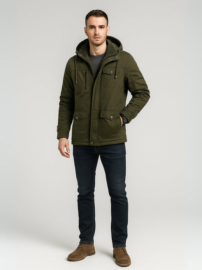 L'MONTE Men's Army Green Heavy-Duty Winter Cargo Jacket My Store