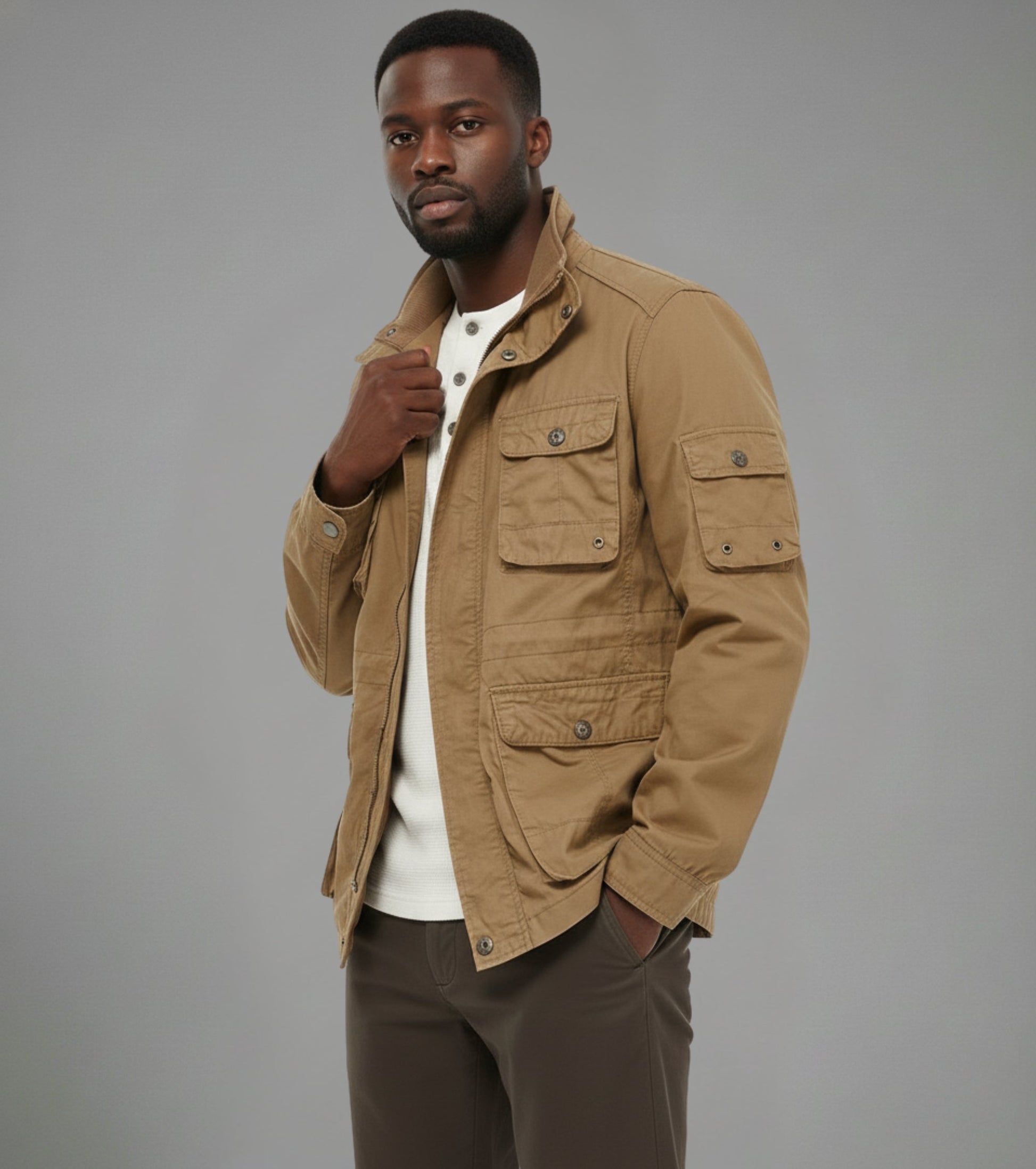L'MONTE Men's Khaki Cotton Outdoor Fall Jacket For Mild Winter My Store