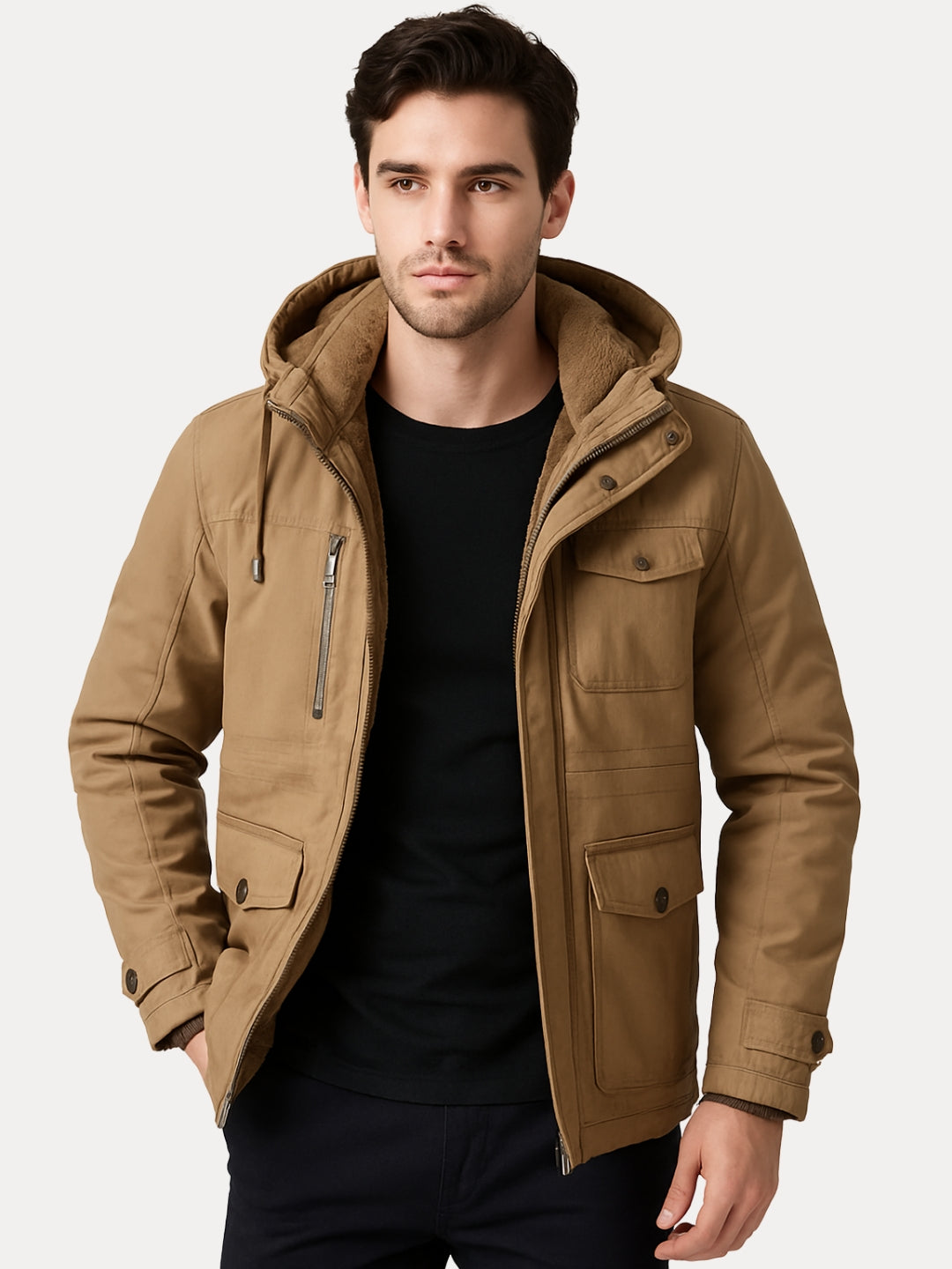 L'MONTE Men's Khaki Heavy-Duty Winter Cargo Jacket My Store