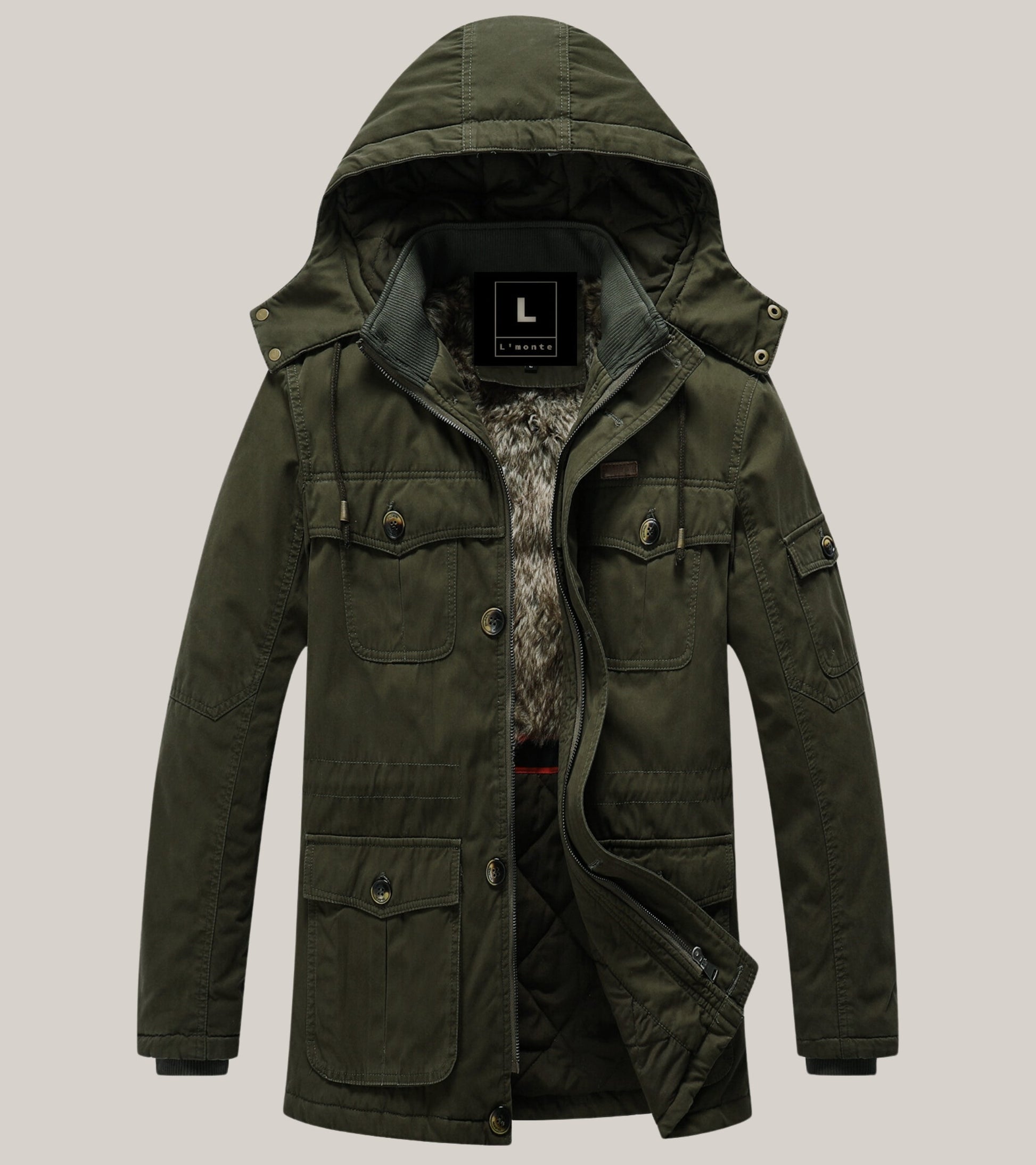 L'MONTE Men's Army Green Heavy-Duty Winter Jacket My Store