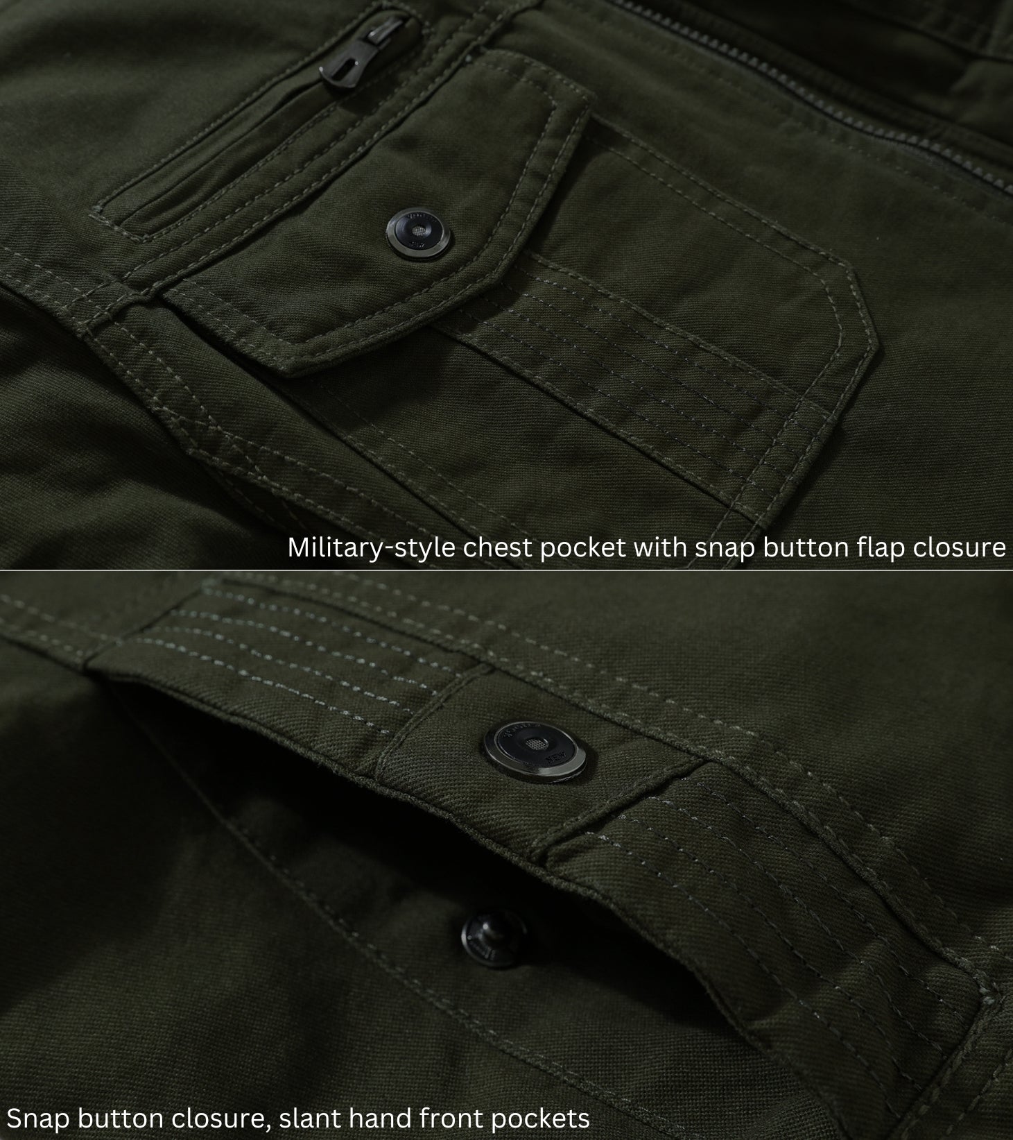 L'MONTE Men's Khaki Military Style Cargo Cotton Jacket My Store