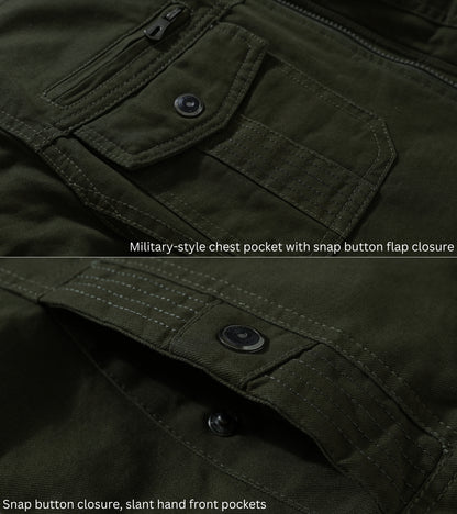 L'MONTE Men's Khaki Military Style Cargo Cotton Jacket My Store