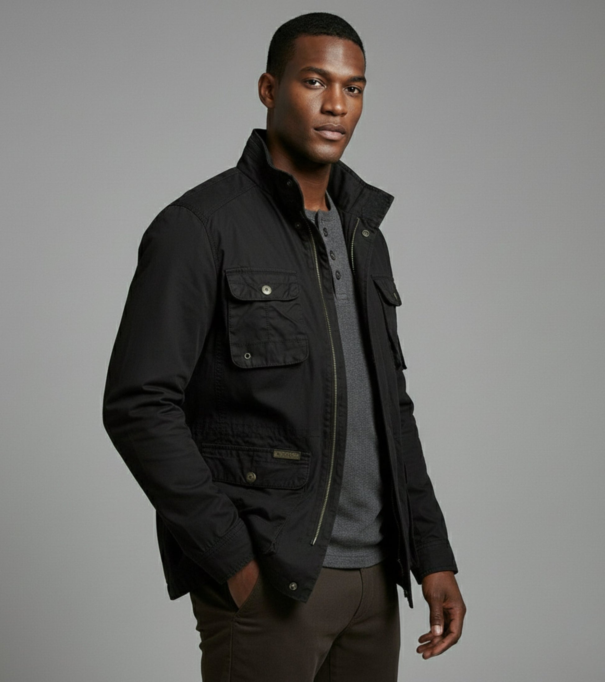 L'MONTE Men's Black Cotton Outdoor Fall Jacket For Mild Winter My Store