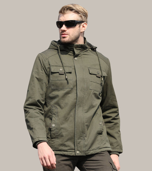 L'MONTE Men's Green Winter Jacket With Detachable Hood My Store
