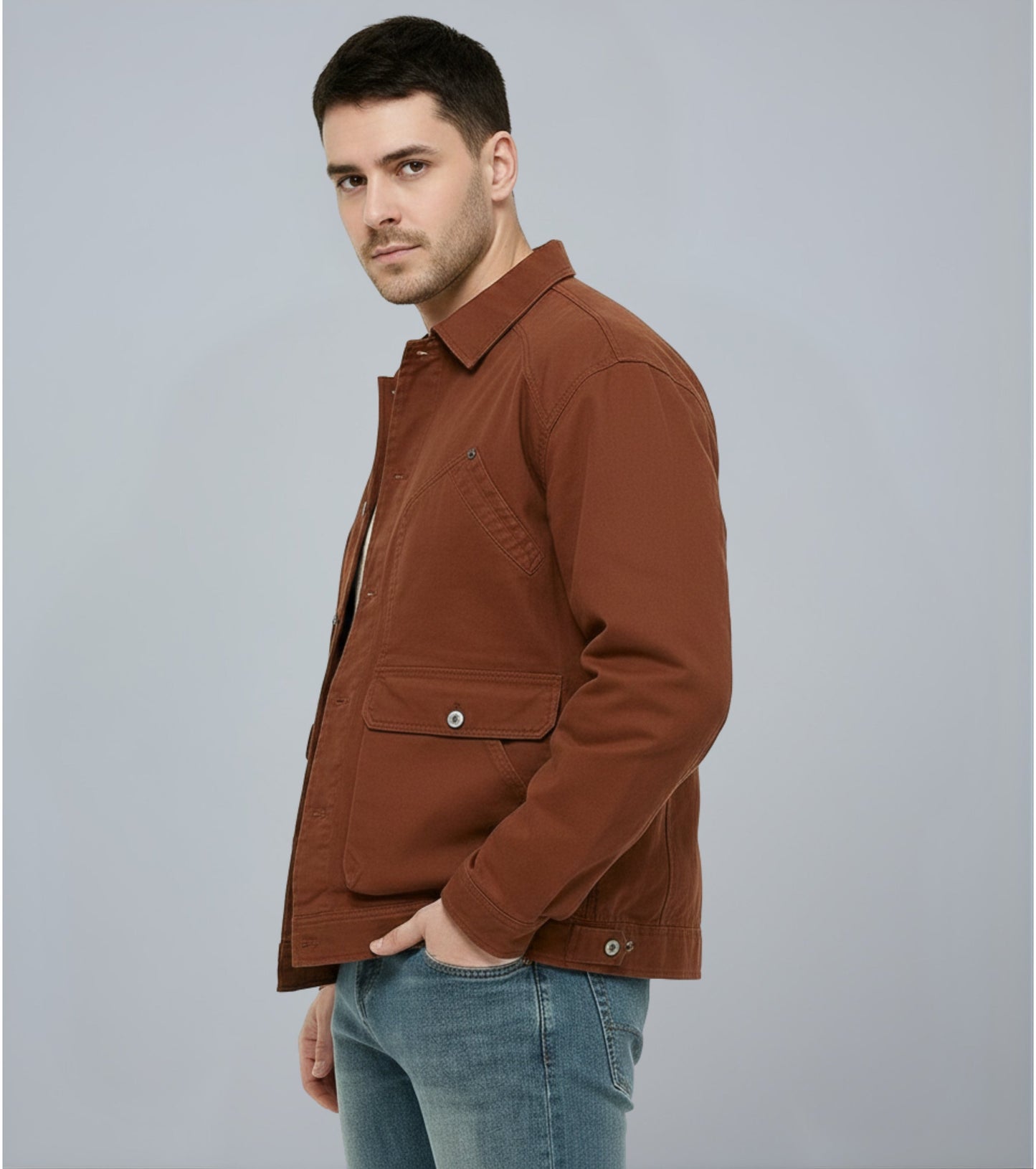 L'MONTE Men's Winter-Ready Brown Canvas Jacket My Store