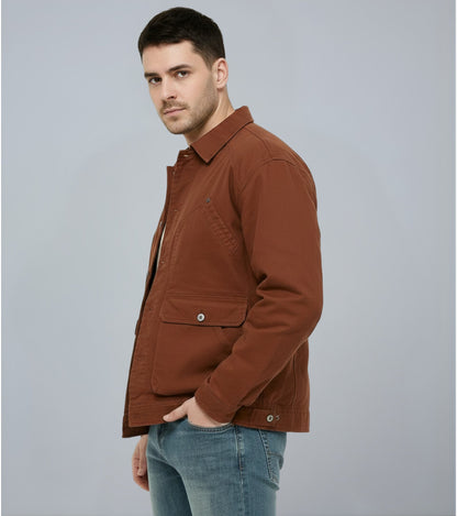 L'MONTE Men's Winter-Ready Brown Canvas Jacket My Store