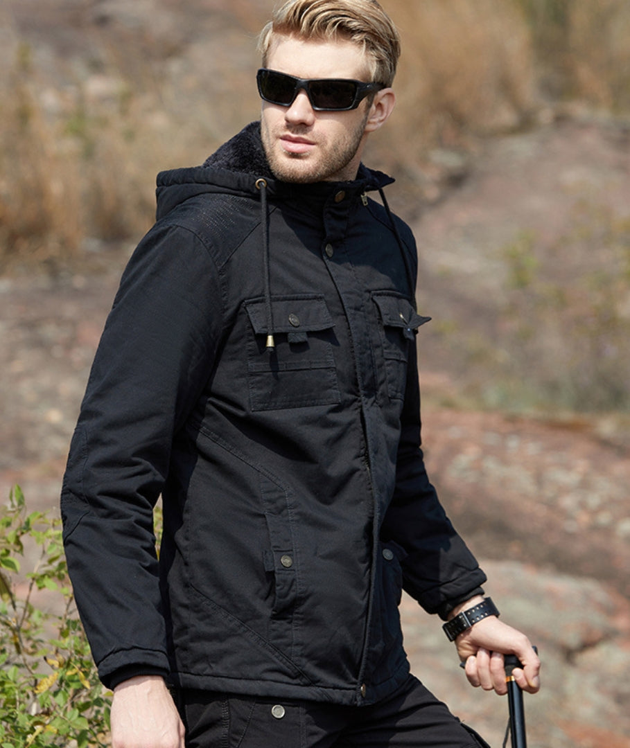 L'MONTE Men's Black Winter Jacket With Detachable Hood My Store