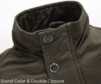 L'MONTE Men's Army Green Fleece-Lined Bomber Jacket My Store