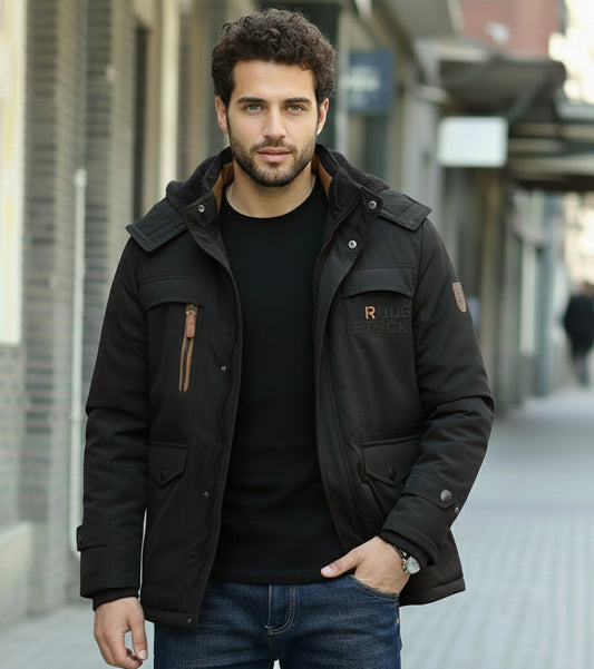 L'MONTE Men's Black Heavy-Duty Parka Jacket My Store