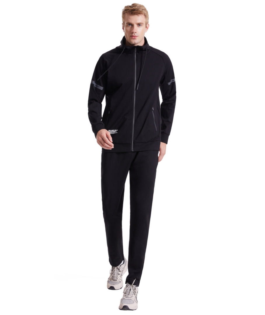 L'MONTE Men's Full Zip 2 Piece Black Hoodie Tracksuits My Store