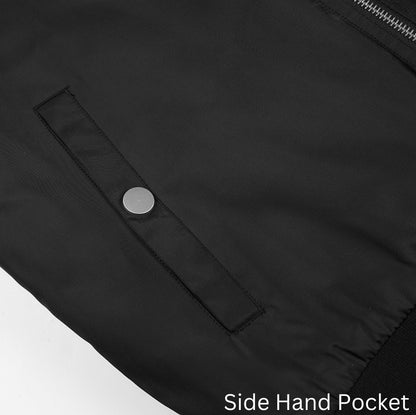 L'MONTE Men's Black Polyester Bomber Fall Jacket My Store