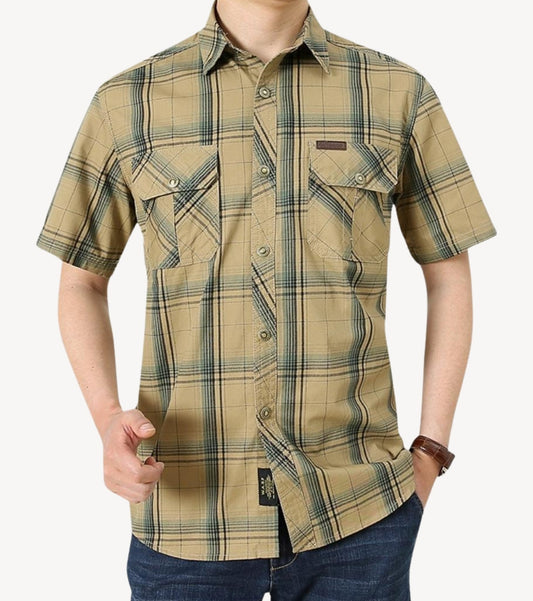 L'MONTE Imported Men's Cotton Khaki Casual Checkered Shirts Lmonte International