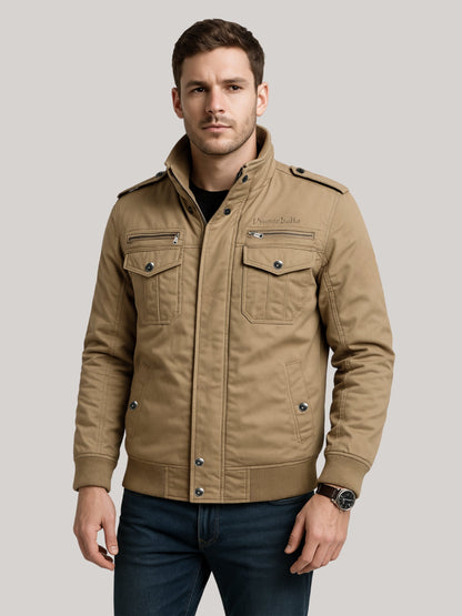 L'MONTE Men's Khaki Military-Style Cargo Winter Jacket My Store