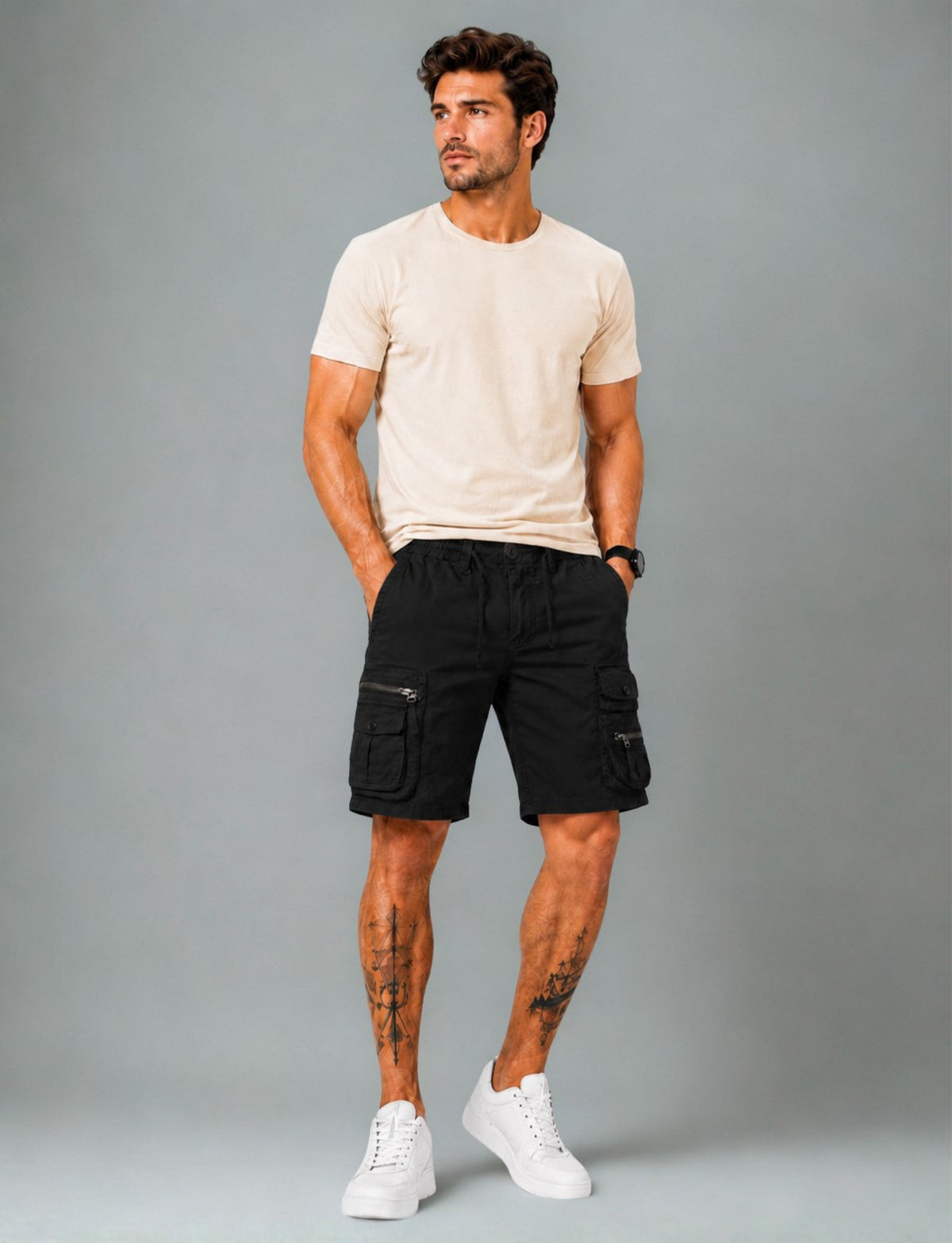L'MONTE Imported Multi-Pocket Black Cargo Shorts for Men My Store