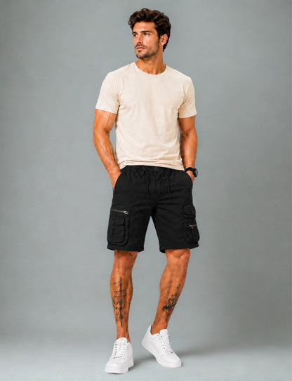 L'MONTE Imported Multi-Pocket Black Cargo Shorts for Men My Store