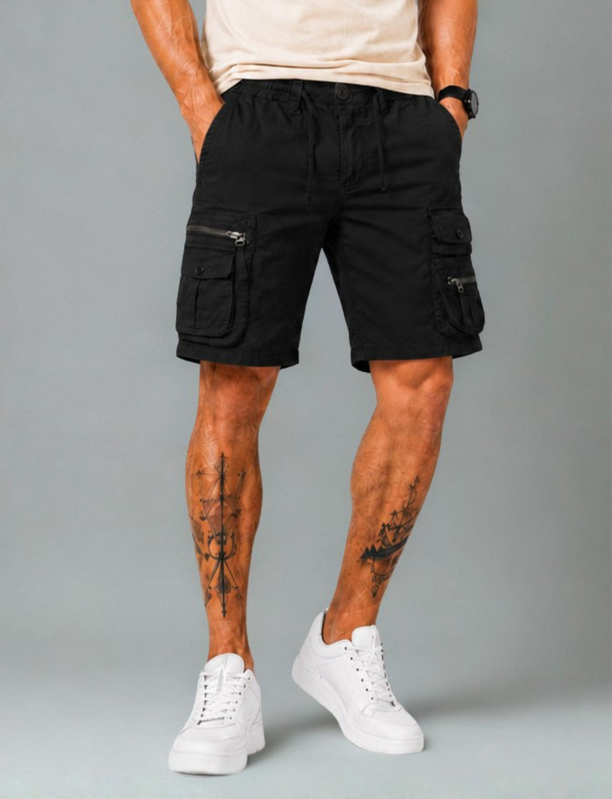 L'MONTE Imported Multi-Pocket Black Cargo Shorts for Men My Store