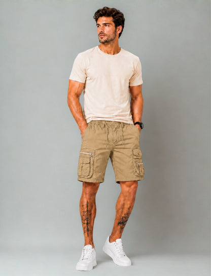 L'MONTE Imported Multi-Pocket Khaki Cargo Shorts for Men My Store