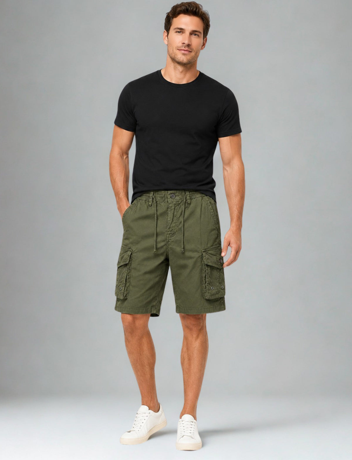 L'MONTE  Imported  Men's Multi  Green Pocket Cargo Shorts | Casual Utility Shorts for Men My Store