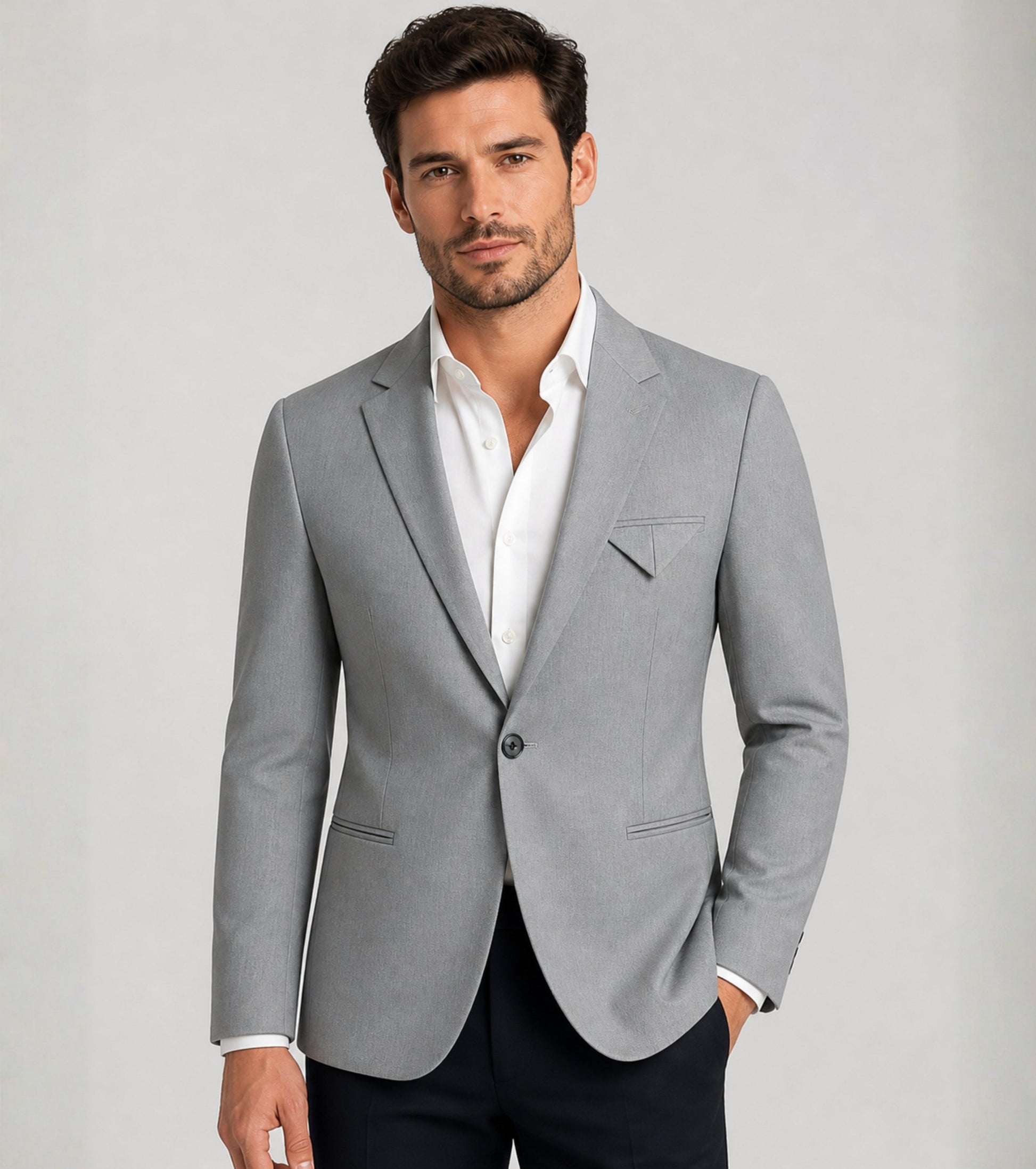L'MONTE Men's Grey Casual Slim Fit Blazer My Store