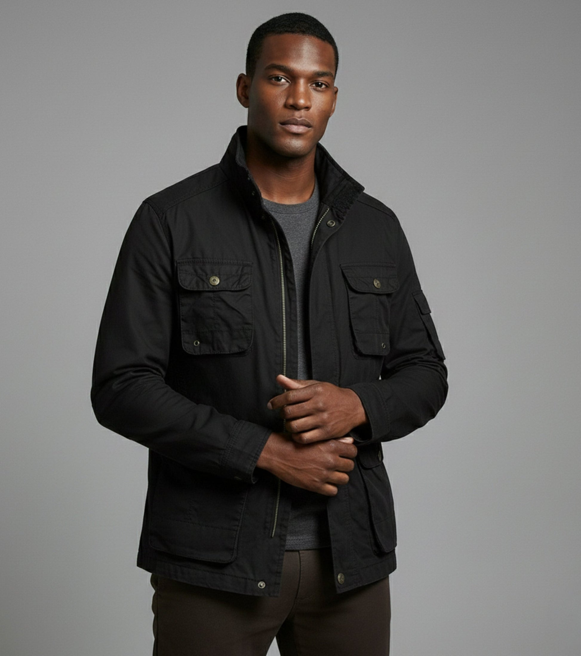 L'MONTE Men's Black Cotton Outdoor Fall Jacket For Mild Winter My Store