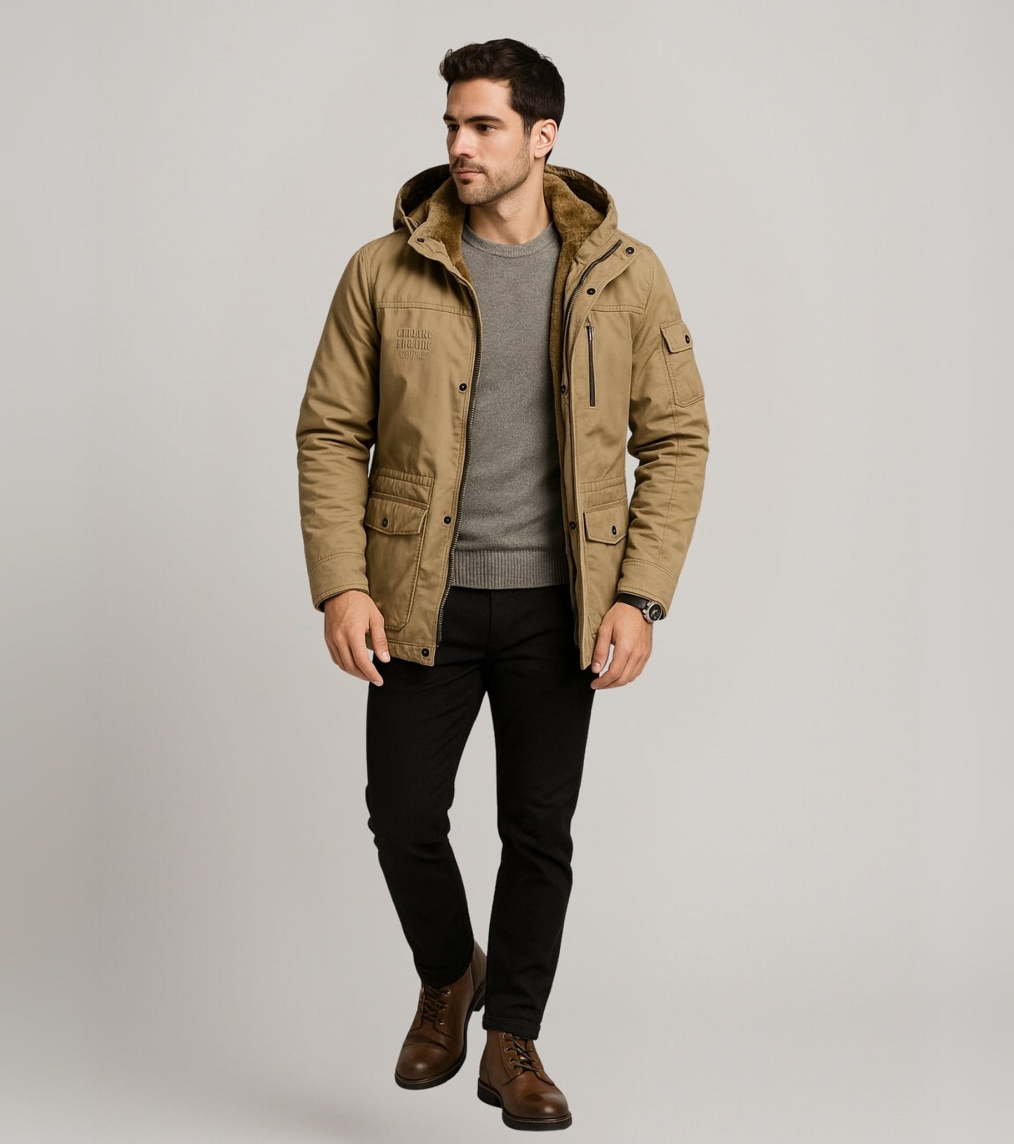 L'MONTE Men's Khaki Heavy-Duty Winter Jacket My Store