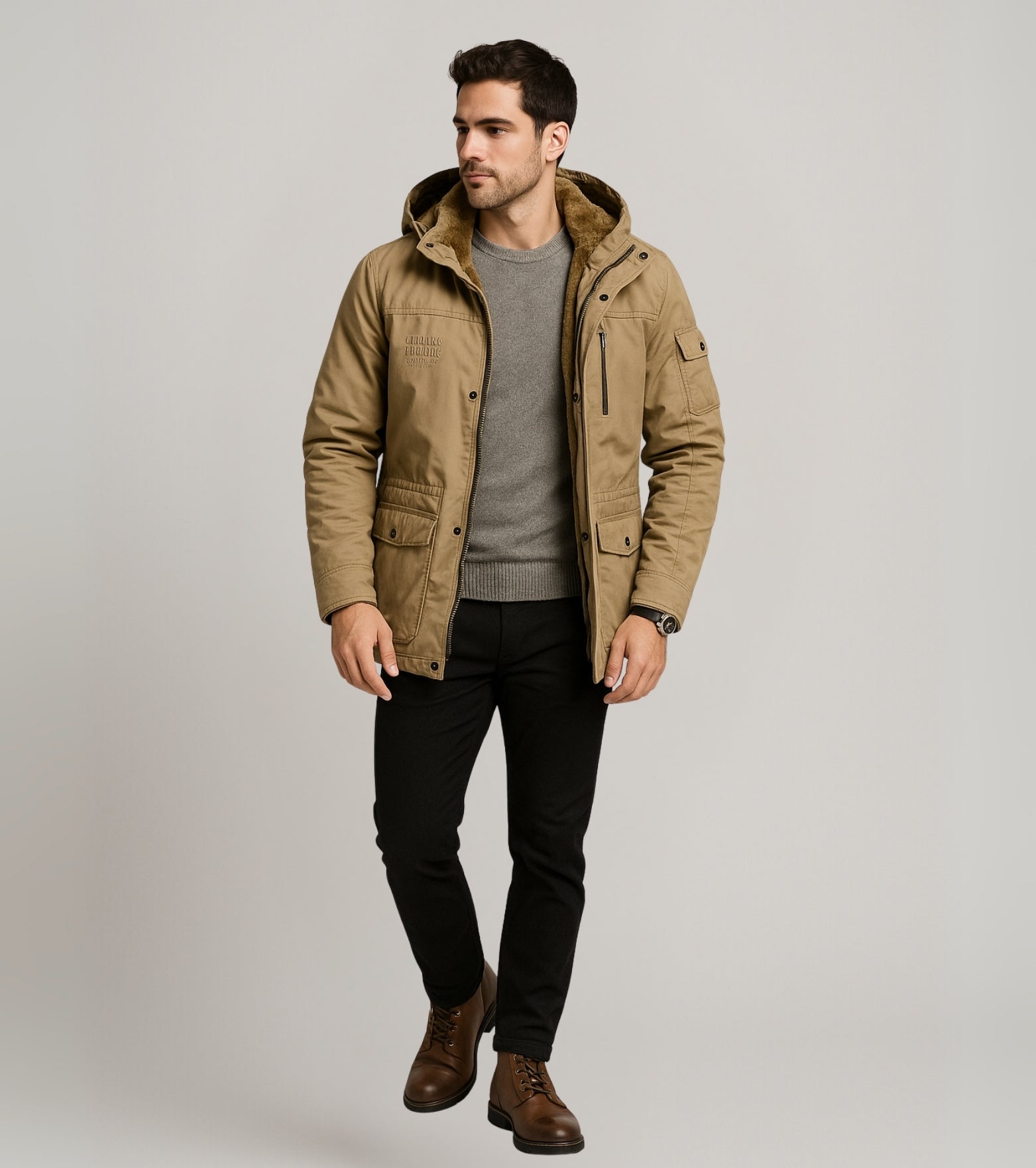 L'MONTE Men's Khaki Heavy-Duty Winter Jacket My Store