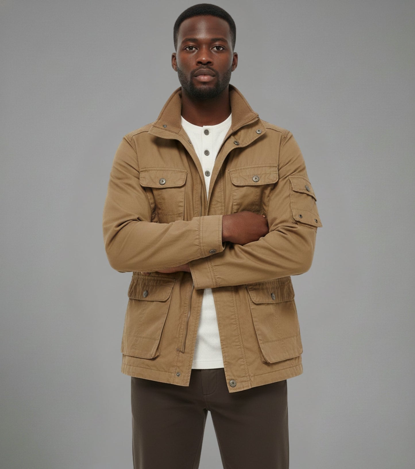 L'MONTE Men's Khaki Cotton Outdoor Fall Jacket For Mild Winter My Store