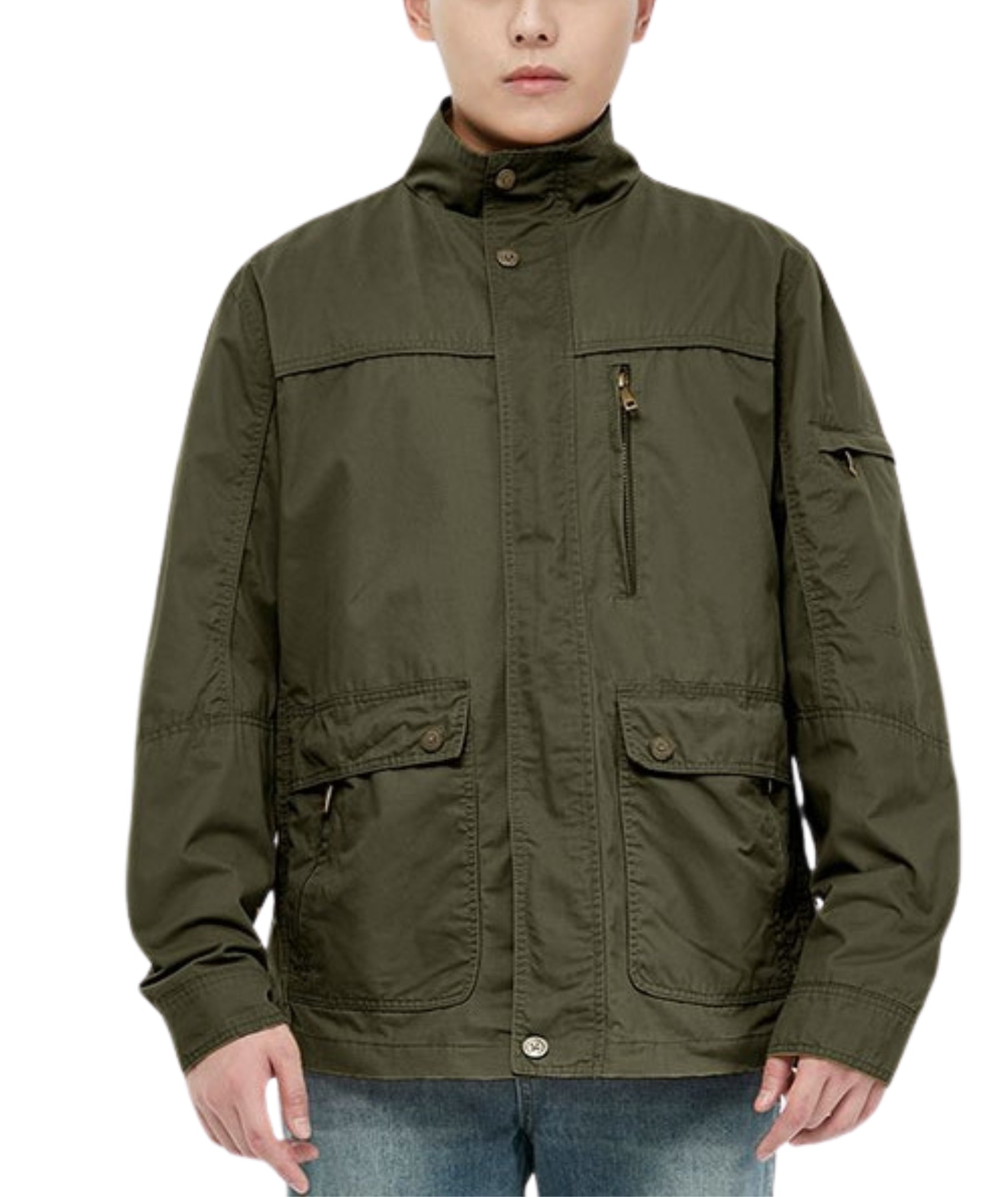 L'MONTE Men's Cotton Army Green Jacket For Mild Winter My Store