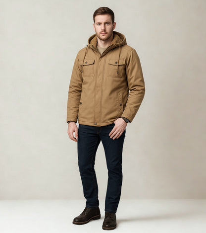 L'MONTE Men's Khaki Winter Jacket With Detachable Hood My Store