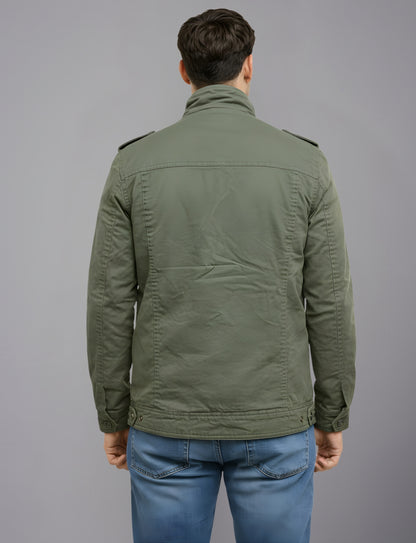 L'MONTE Men's Army Green Fleece-Lined Bomber Jacket