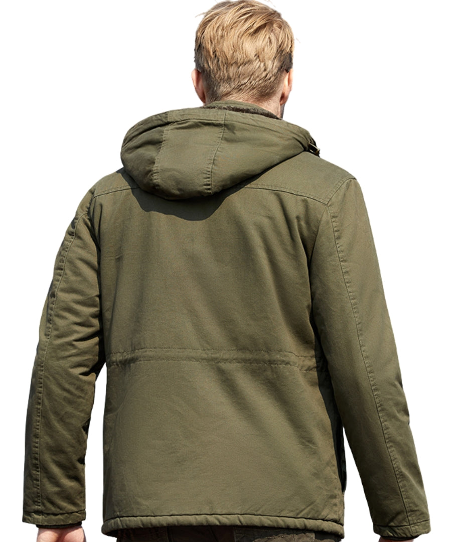 L'MONTE Men's Green Fleece-Lined Jacket With Detachable Hood My Store