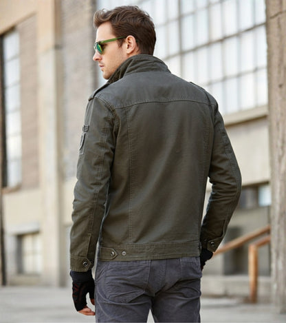 L'MONTE Men's Army Green Military-Style Bomber Jacket My Store