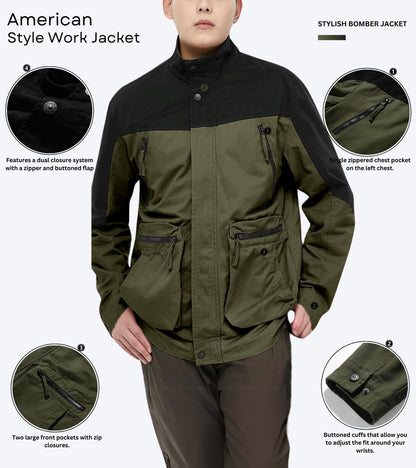 L'MONTE Men's Winter-Ready Army Green Cotton Jacket My Store