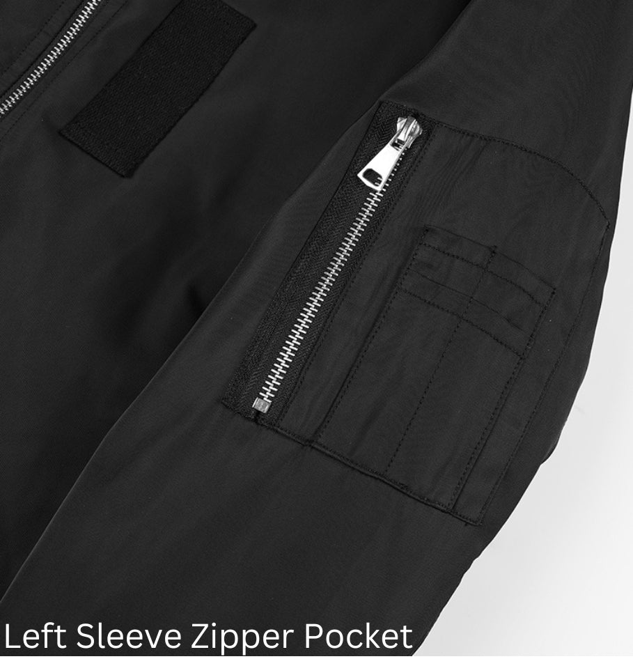 L'MONTE Men's Black Polyester Bomber Fall Jacket My Store