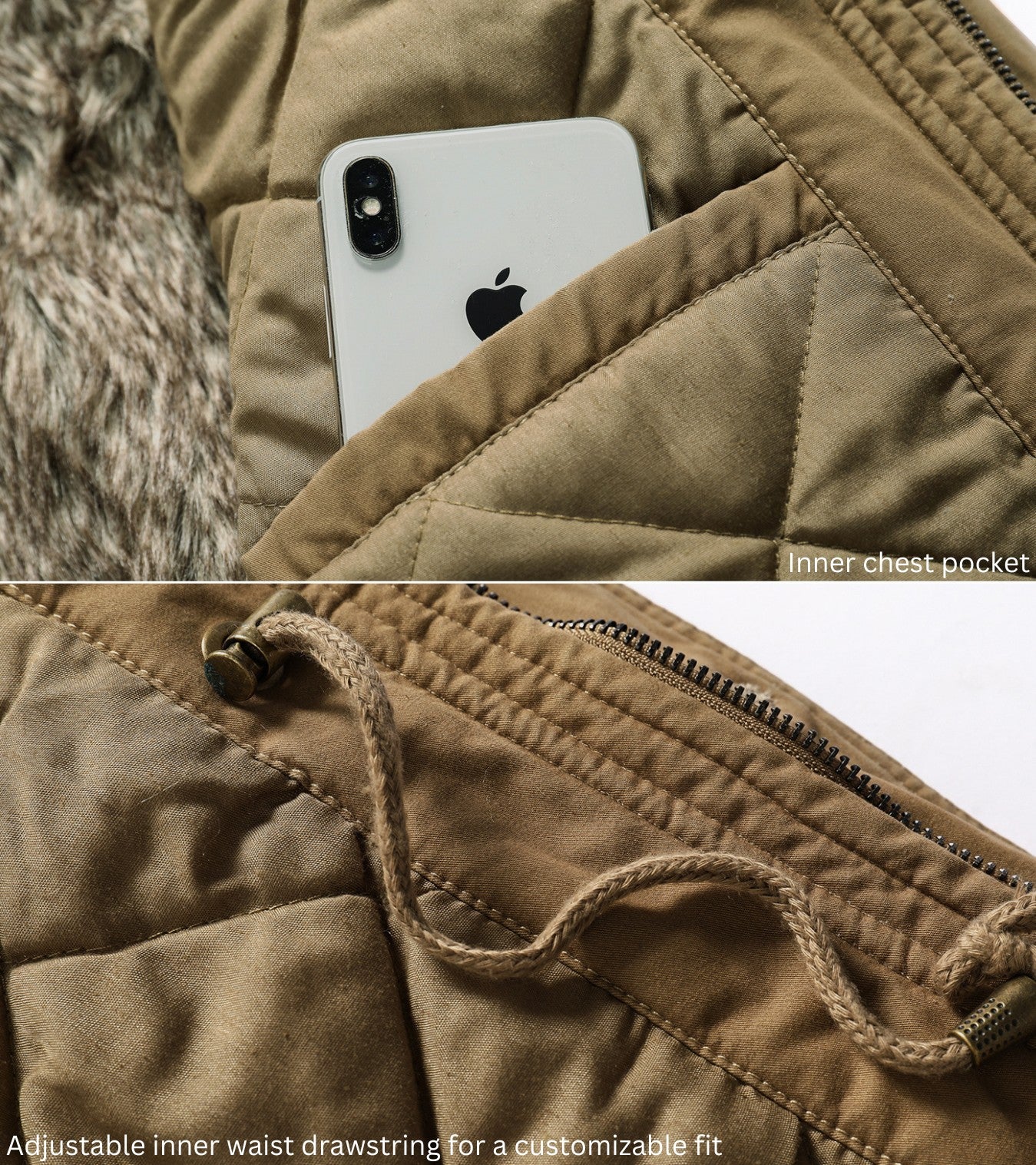 L'MONTE Men's Khaki Heavy-Duty Winter Jacket My Store