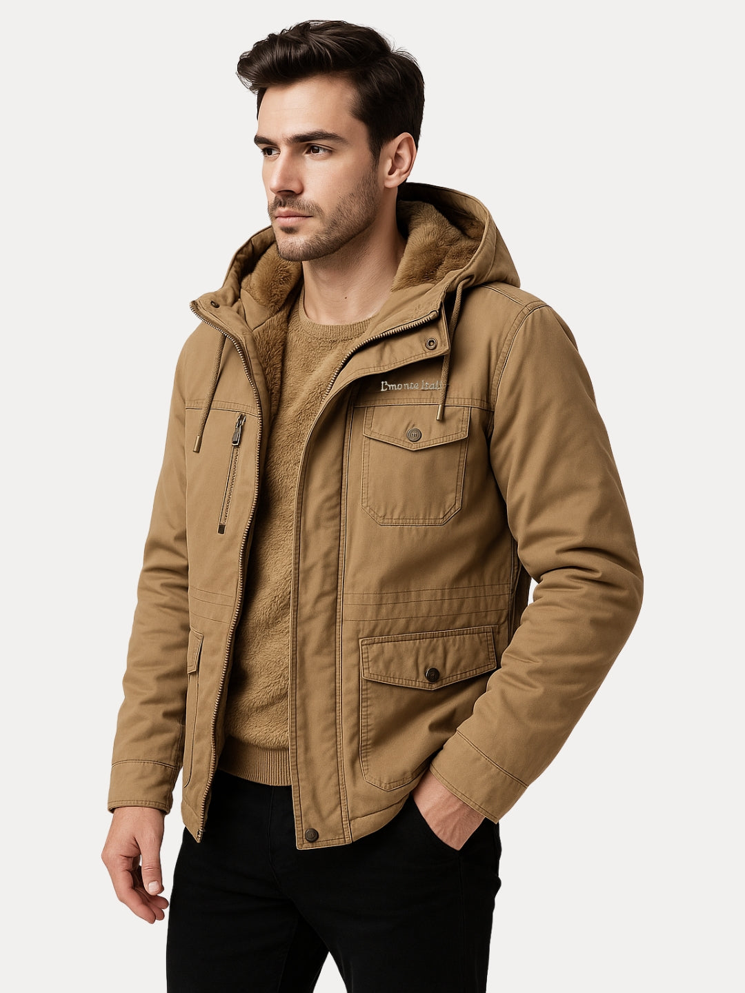 L'MONTE Men's Khaki Heavy-Duty Winter Cargo Jacket My Store