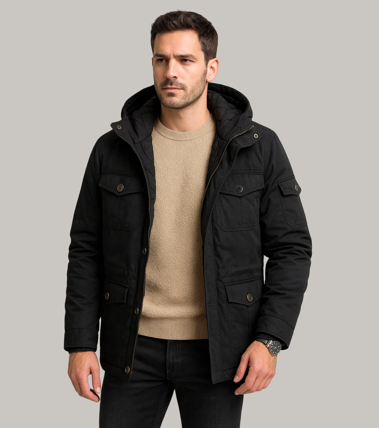 L'MONTE Men's Black Heavy-Duty Winter Jacket My Store