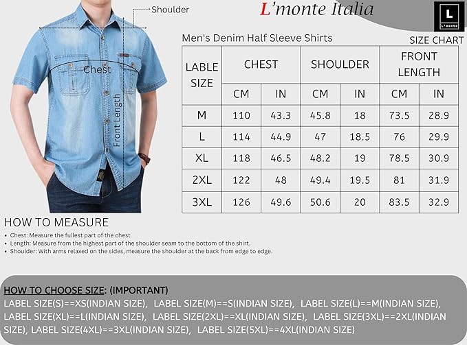 L'MONTE Imported Men's Washed Denim Shirts for Men Lmonte International