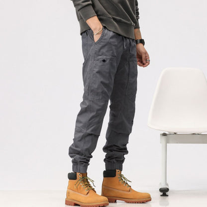 L'MONTE Imported Expandable Elastic Waist Slim Fit Grey Cotton Cargo Joggers My Store
