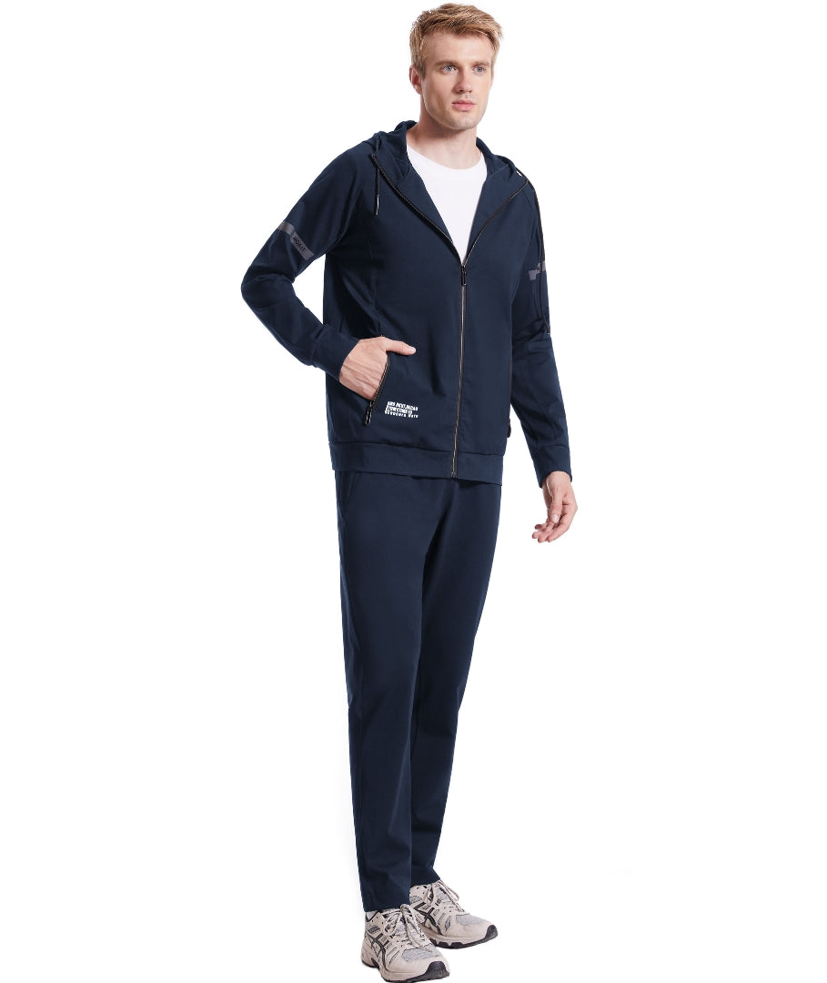 L'MONTE Men's Full Zip 2 Piece Blue Hoodie Tracksuits My Store